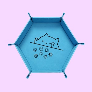 Cat Throwing Dice Dice Tray, DND Dice Tray, Dungeons And Dragons Dice Tray, Collapsable Dice Tray Blue