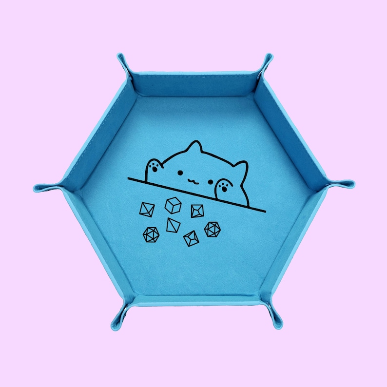 Cat Throwing Dice Dice Tray, DND Dice Tray, Dungeons And Dragons Dice Tray, Collapsable Dice Tray Blue