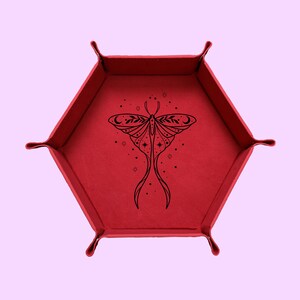 Celestial Moth Dice Tray, DND Dice Tray, Dungeons And Dragons Dice Tray, Collapsable Dice Tray Red