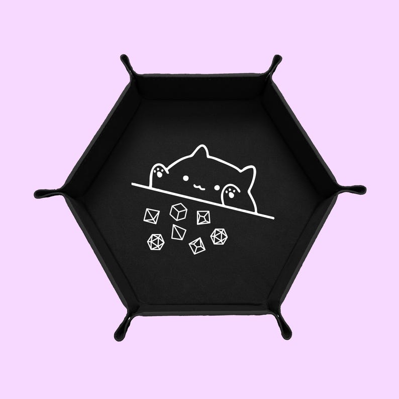Cat Throwing Dice Dice Tray, DND Dice Tray, Dungeons And Dragons Dice Tray, Collapsable Dice Tray Black