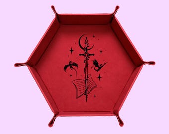 Sword and Dragons Dice Tray, DND Dice Tray, Dungeons And Dragons Dice Tray, Collapsable Dice Tray