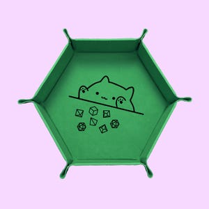 Cat Throwing Dice Dice Tray, DND Dice Tray, Dungeons And Dragons Dice Tray, Collapsable Dice Tray Green
