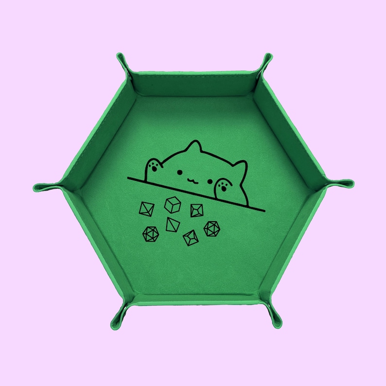 Cat Throwing Dice Dice Tray, DND Dice Tray, Dungeons And Dragons Dice Tray, Collapsable Dice Tray Green