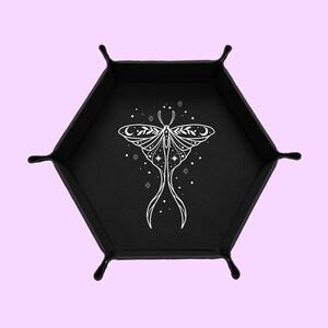 Celestial Moth Dice Tray, DND Dice Tray, Dungeons And Dragons Dice Tray, Collapsable Dice Tray Black
