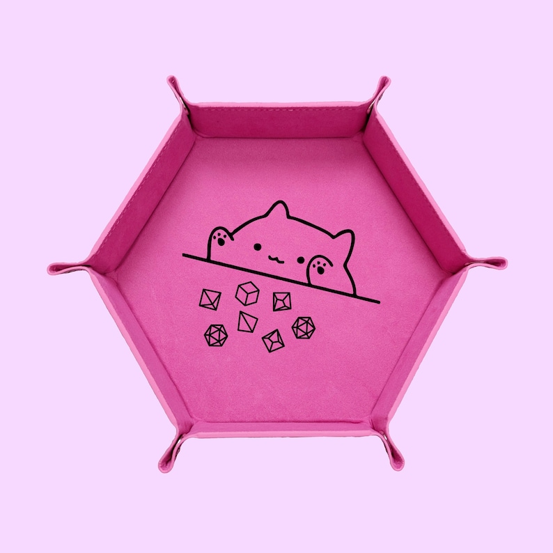 Cat Throwing Dice Dice Tray, DND Dice Tray, Dungeons And Dragons Dice Tray, Collapsable Dice Tray Pink