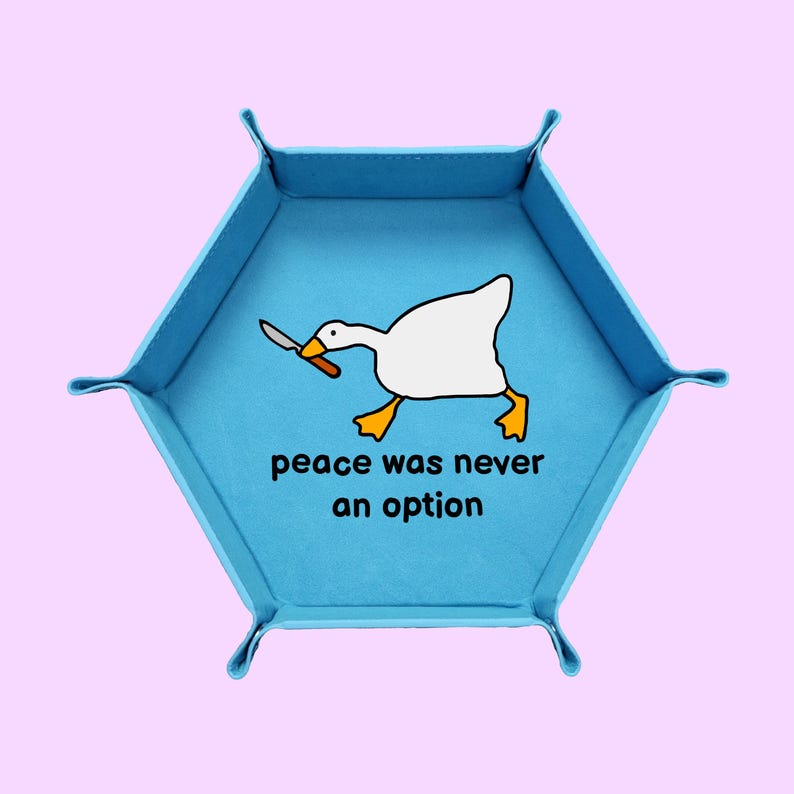 Peace Was Never An Option Dice Tray, Goose Dice Tray, Dungeons And Dragons Dice Tray, Collapsable Dice Tray Blue