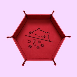 Cat Throwing Dice Dice Tray, DND Dice Tray, Dungeons And Dragons Dice Tray, Collapsable Dice Tray Red