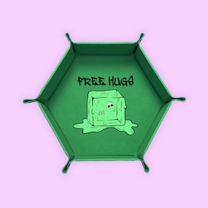 Free Hugs Gelatinous Cube Dice Tray, DND Dice Tray, Dungeons And Dragons Dice Tray, Collapsable Dice Tray