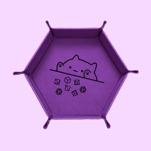 Cat Throwing Dice Dice Tray, DND Dice Tray, Dungeons And Dragons Dice Tray, Collapsable Dice Tray Purple