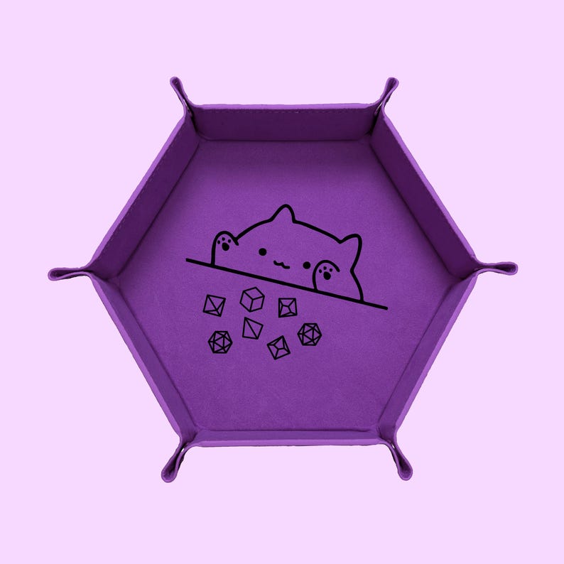 Cat Throwing Dice Dice Tray, DND Dice Tray, Dungeons And Dragons Dice Tray, Collapsable Dice Tray Purple
