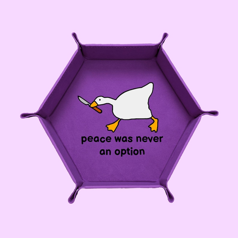 Peace Was Never An Option Dice Tray, Goose Dice Tray, Dungeons And Dragons Dice Tray, Collapsable Dice Tray Purple