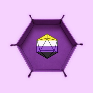 Non Binary Pride D20 Dice Tray, DND Dice Tray, Dungeons And Dragons Dice Tray, Collapsible Dice Tray