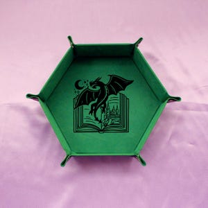 Dragon With Book Dice Tray, DND Dice Tray, Dungeons And Dragons Dice Tray, Collapsable Dice Tray
