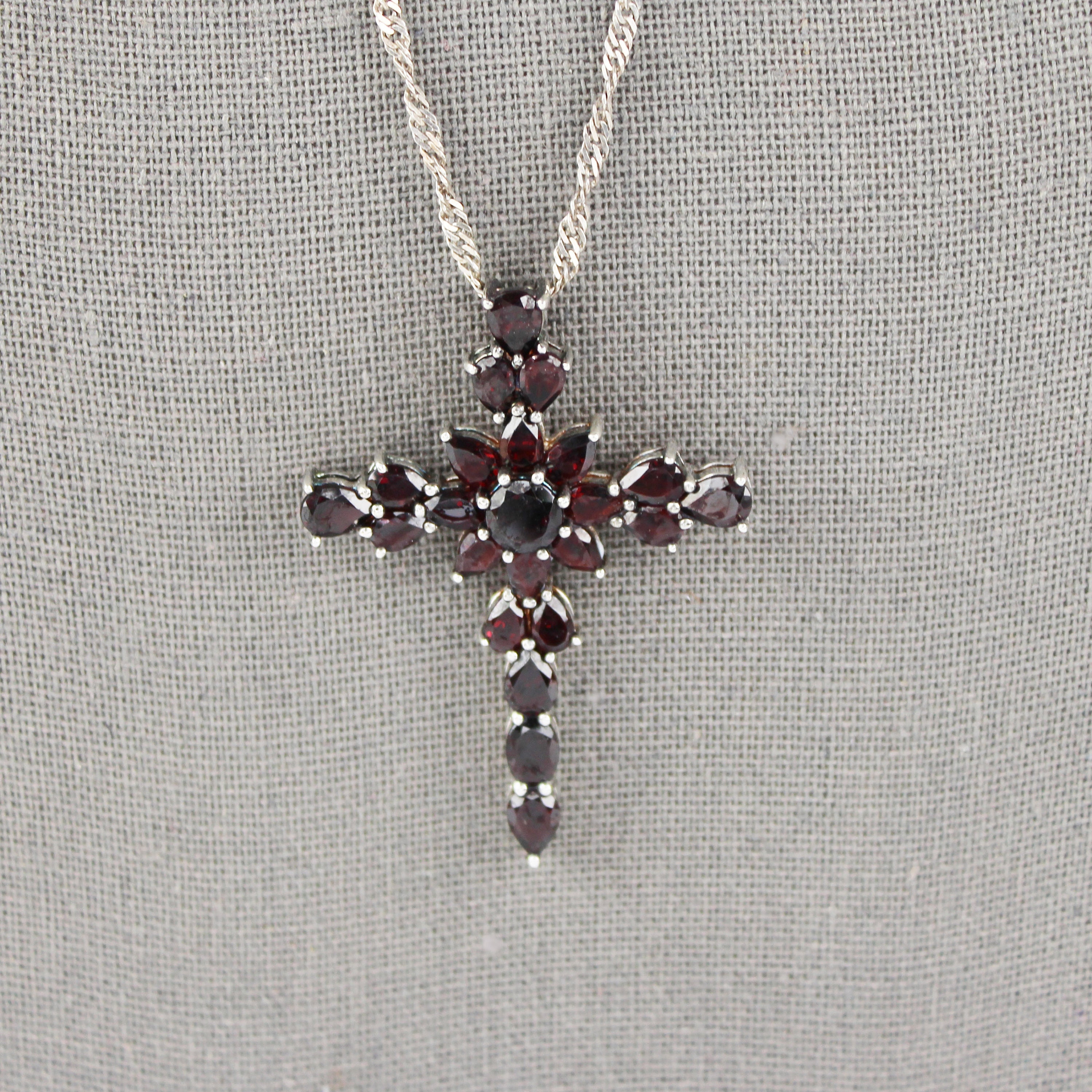 Vintage Large Blood Red Garnet Cross Sterling Silver Gothic Pendant ...