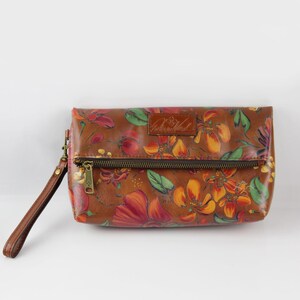 Patricia Nash Valerie The Tropics - Bolso de mano de cuero color óxido con diseño floral