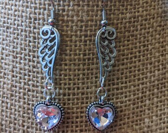 Winged heart earrings