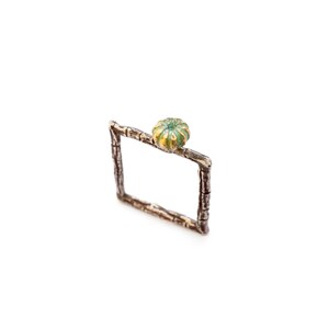 Pokeweed berry and cypress branch ring, sterling silver & bronze ring, handcrafted jewelry, botanical jewelry, special jewelry gift
