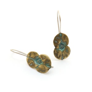 Euphorbia small flower earrings, bronze earrings, handcrafted jewelry, nature-inspired earrings, botanical jewelry, special jewelry gift