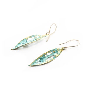 Loquat leaf earrings, bronze earrings, handcrafted jewelry, nature-inspired earrings, botanical jewelry, special jewelry gift