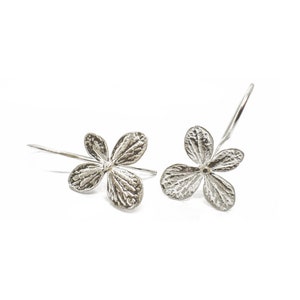Hortensia small flower earrings, sterling silver earrings, handcrafted jewelry, botanical jewelry, special jewelry gift