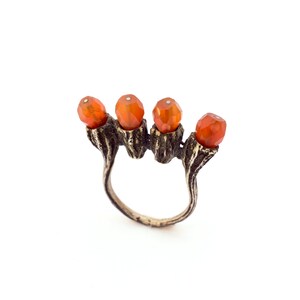 Calendula (marigold) stems ring, sterling silver ring, handcrafted jewelry, nature-inspired ring, botanical jewelry, special jewelry gift
