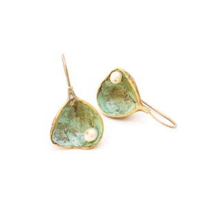 Dwarf pomegranate earrings, bronze earrings, handcrafted jewelry, nature-inspired earrings, botanical jewelry, special jewelry gift