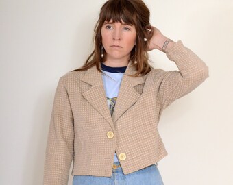 cropped tapestry jacket by Beluga / vintage 80s/90s textured cotton blazer / small - medium