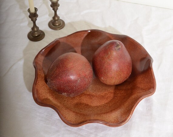 wavy edge terracotta ceramic bowl