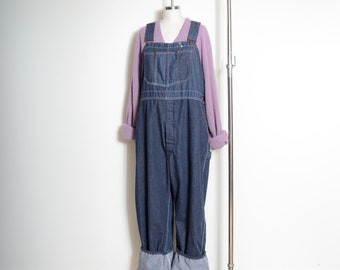 dark denim carpenter overalls with wide legs by Montgomery Ward / vintage 80s overalls / large - XL - XXL