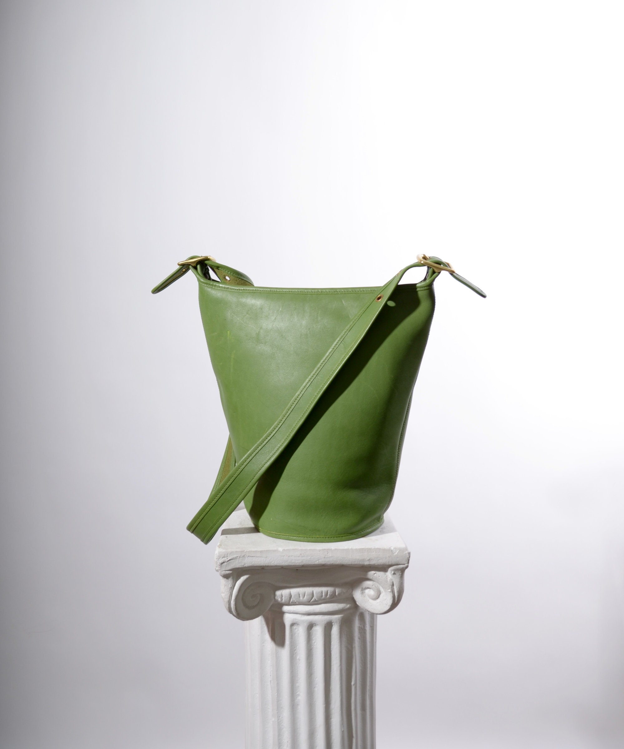 Coach Bag Crossbody Purse / Bucket Bag in Green Leather / Helen's
