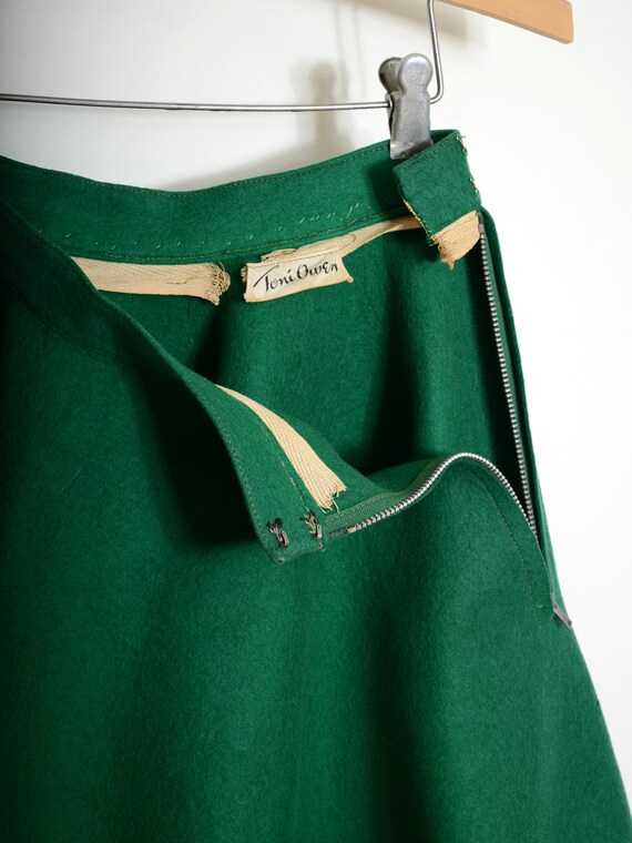 green felted wool circle skirt by designer Toni O… - image 6