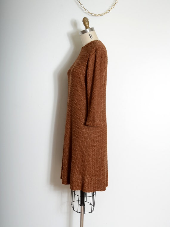 knit brown shift dress by Caledonia / vintage 50s… - image 2