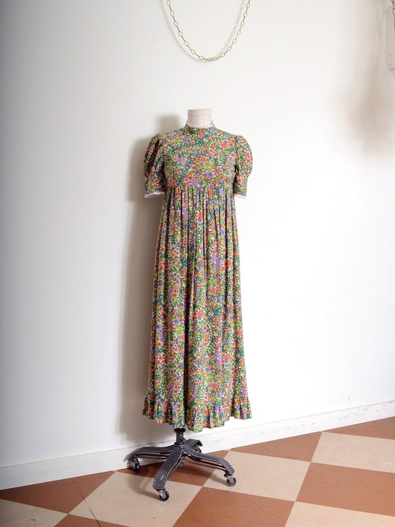 60s flower power puff sleeve dress / XS - small