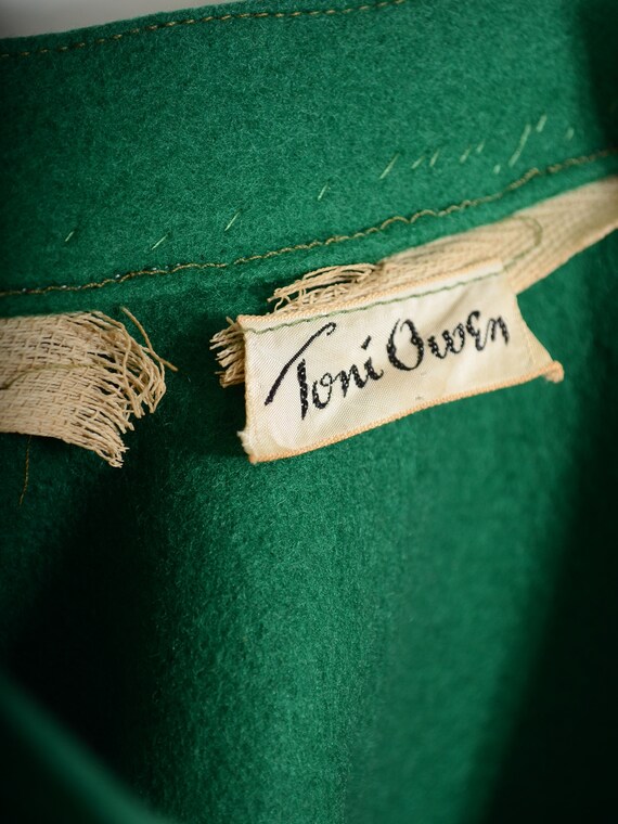 green felted wool circle skirt by designer Toni O… - image 3