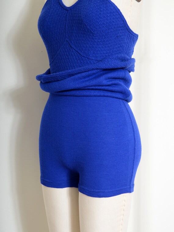 Catalina knitwear cobalt blue wool bathing suit /… - image 7