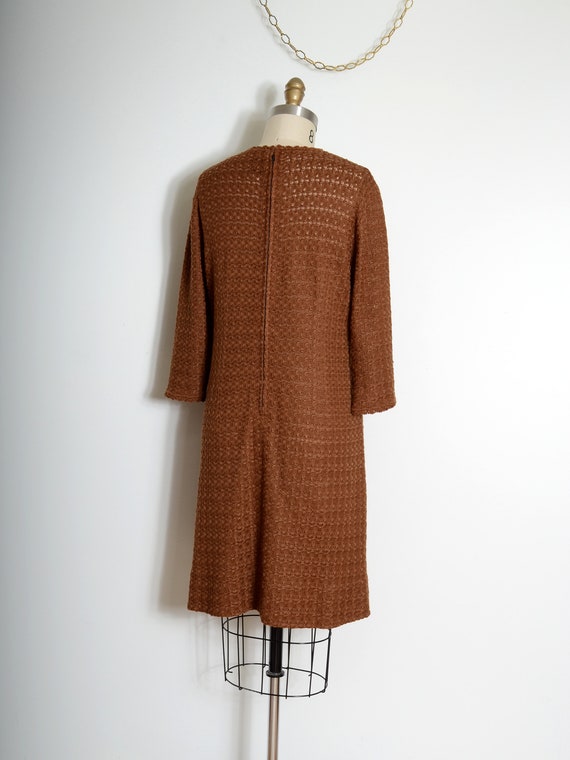 knit brown shift dress by Caledonia / vintage 50s… - image 3