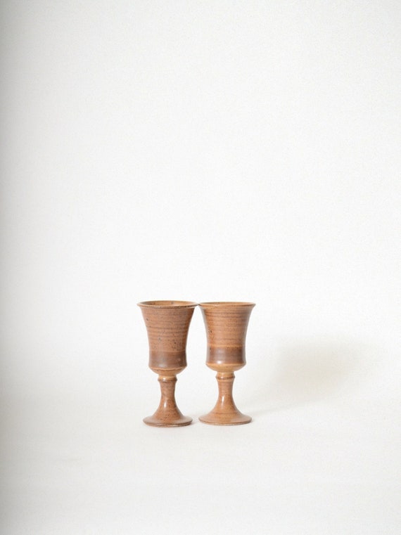 pair of ceramic goblets