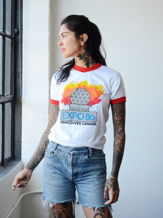 Expo 86 ringer tee / womens XS