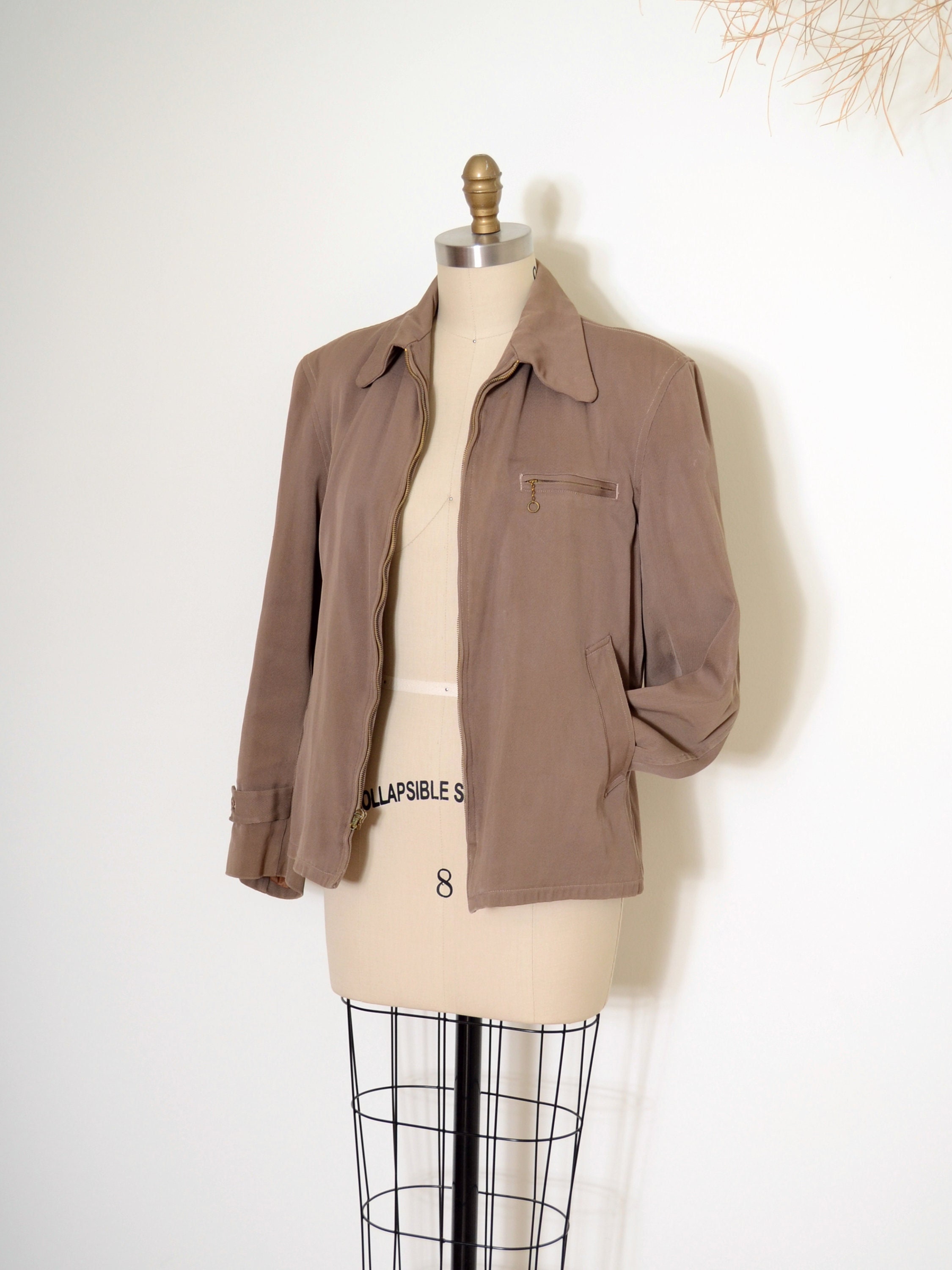 50s wool gabardine zipper jacket by Sportclad / womens medium OR  