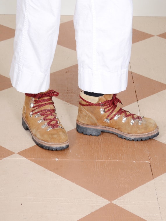 1970s hiking boots red laces
