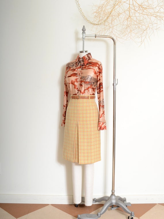 60s plaid split skirt by Lipman's / 25" waist