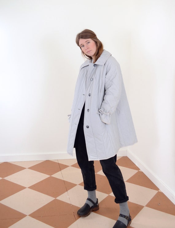 70s/80s Quilted Puffer Jacket / Pale Grey A-Line J