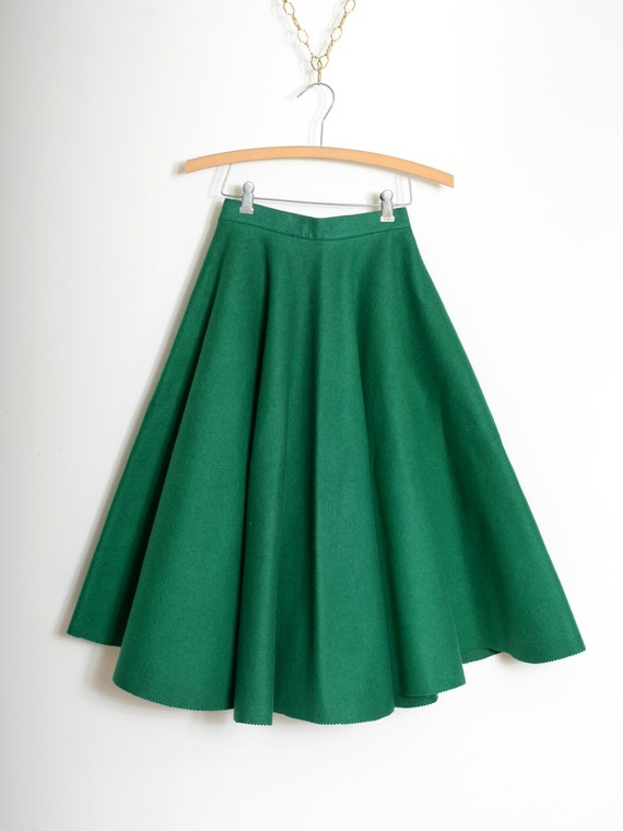 green felted wool circle skirt by designer Toni O… - image 2