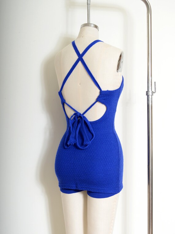 Catalina knitwear cobalt blue wool bathing suit /… - image 4