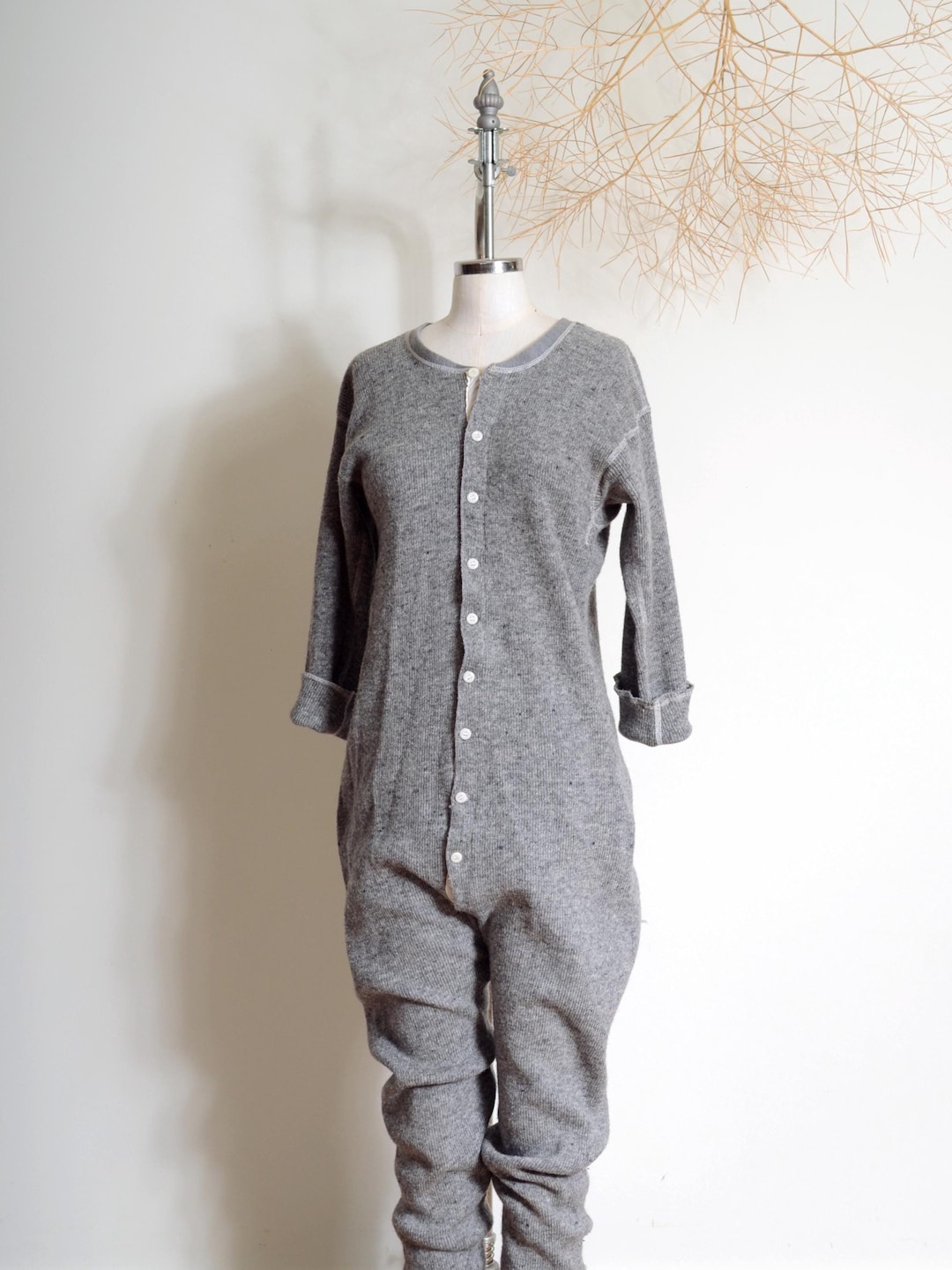 Clothing Stanfield Wool Union Suit Vintage 80s Grey Wool Union