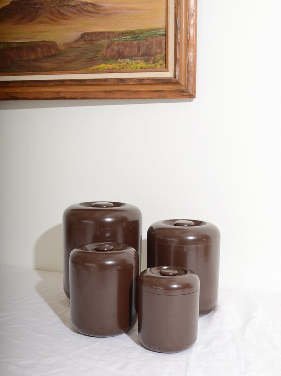 80s set of lidded canisters