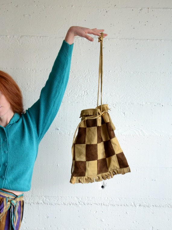 70s checkered suede bag