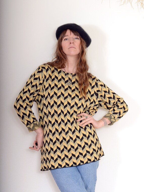 90s op art sweater by French Rags / med - large