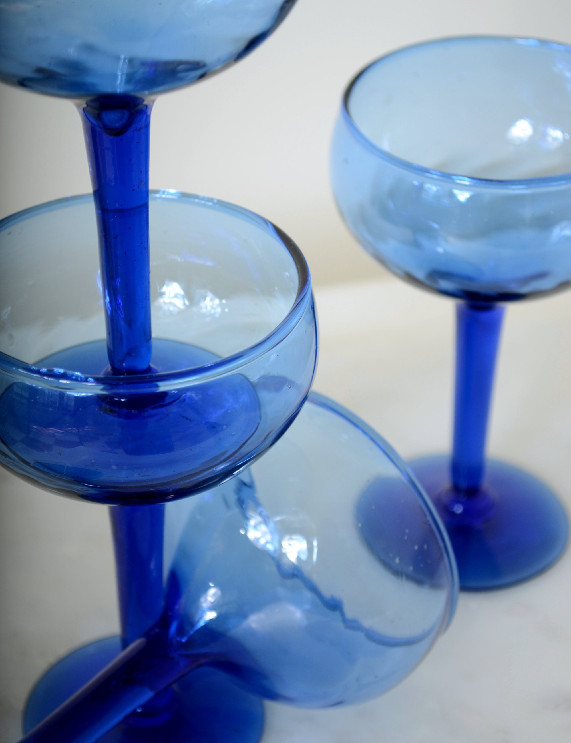 90s Cobalt Blue Cocktail Glasses / 4 Ounce Stemmed Glasses / Etsy UK