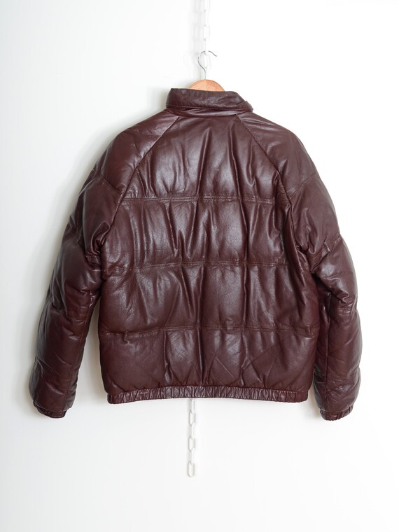 Vintage 80s Brown Leather Puffer Jacket by Skitique Vintage 80s Brown Leather Puffer Jacket by Skitique